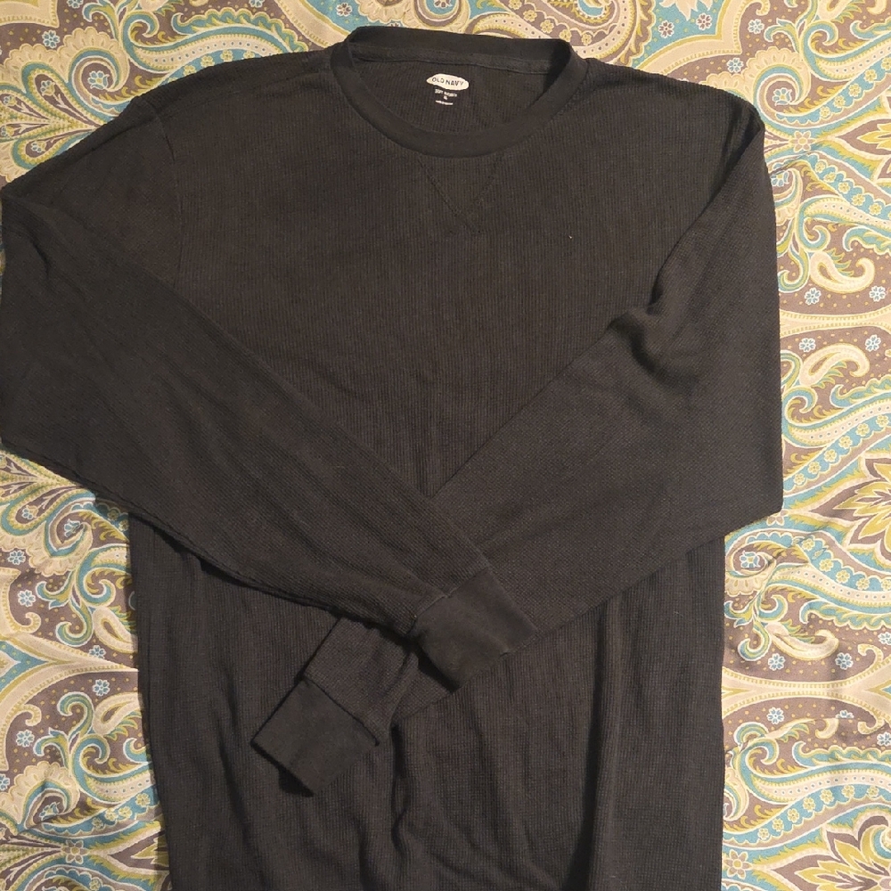 Old Navy Black Thermal Crewneck